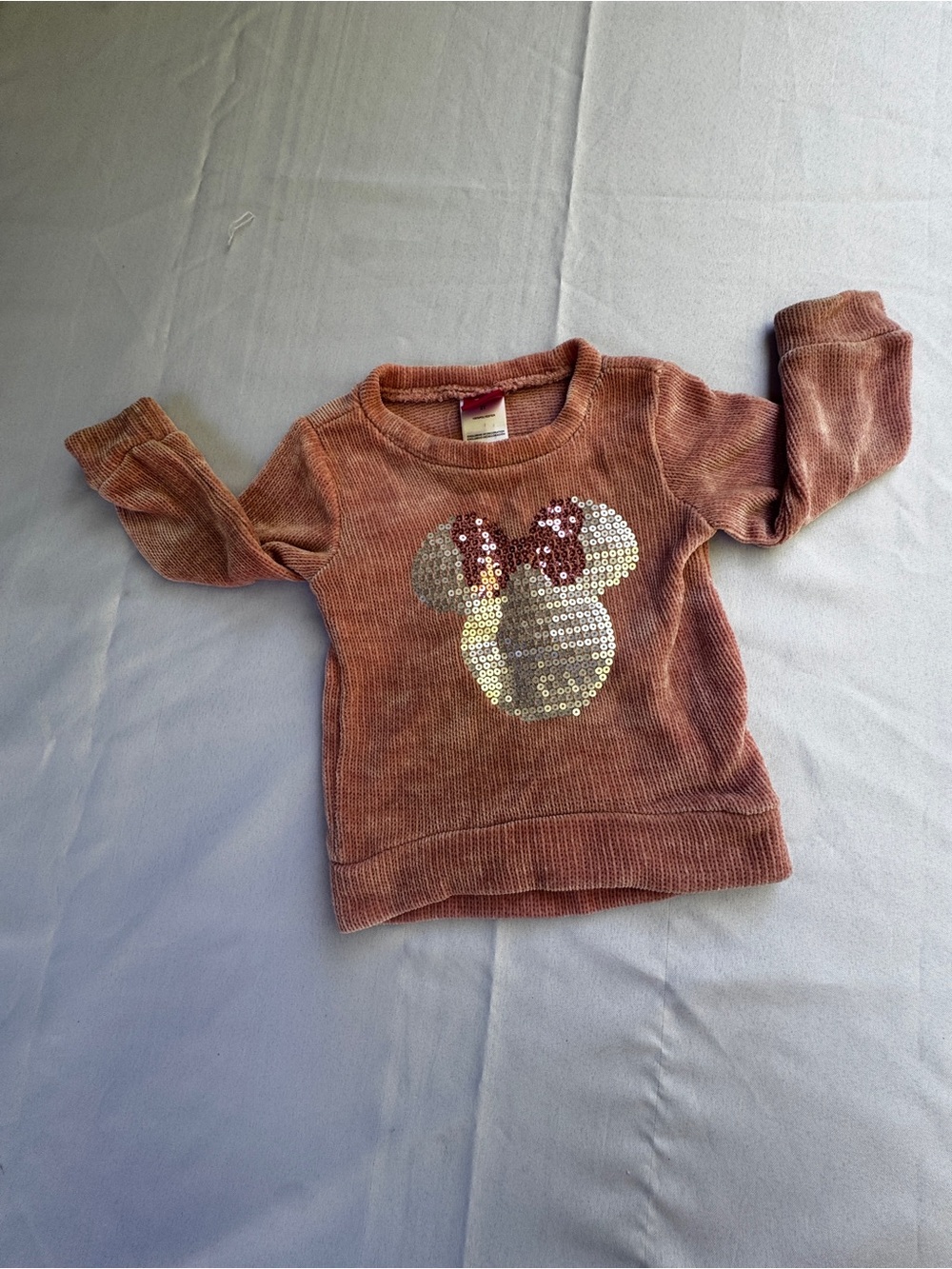 Disney Girls' Sequin Minnie Mouse Pullover Sweatshirt - Rust